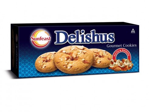SUNFEAST DELISHUS GOURMET COOKIES NUTS N RAISIN 150GM