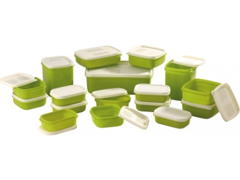 MasterCook - 200 ml, 330 ml, 1630 ml, 150 ml, 500 ml, 700 ml Plastic Food Storage(Pack of 17, Green)