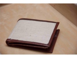 CLASSIC JUTE GENTES PURSE WITH LEATHER BORDERS